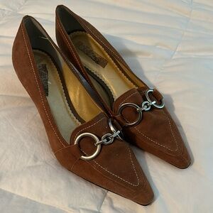 BCBG Tan Suede Heels